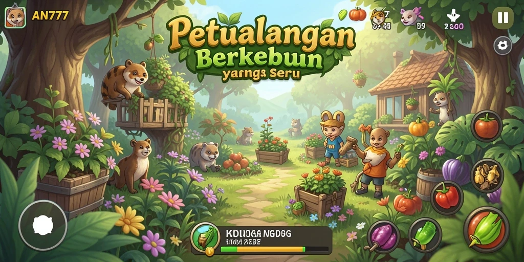Tampilan gameplay AN777 yang mengasyikkan saat berkebun.