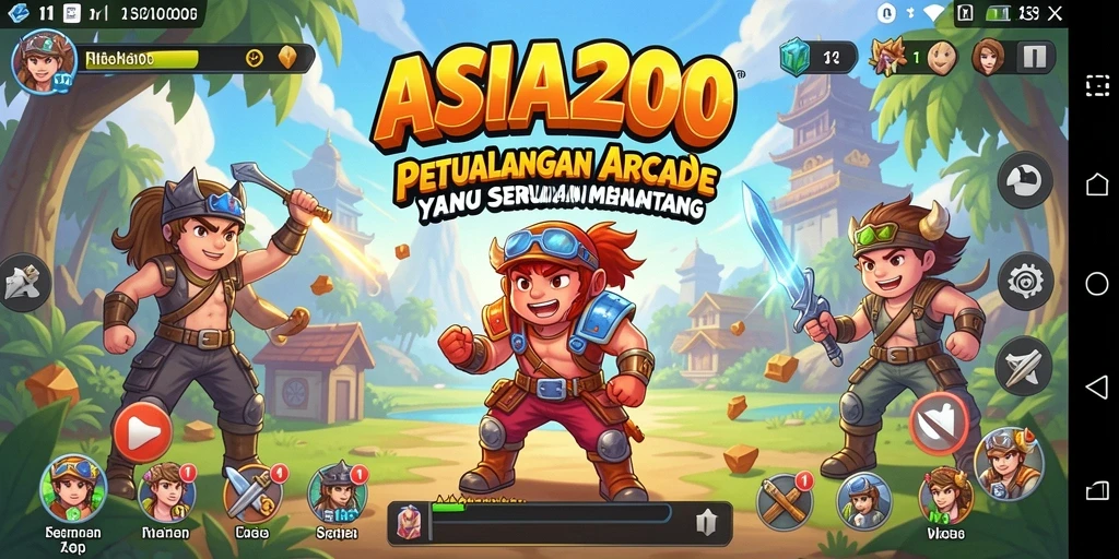 Tampilan screen dari gameplay ASIA200 yang penuh warna dan dinamis.