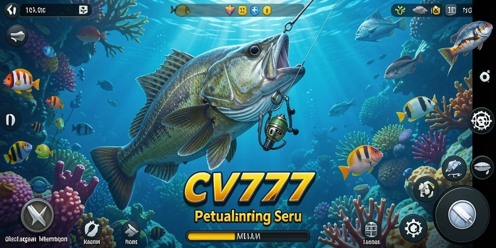 Screenshot gameplay CV777 menampilkan petualangan memancing yang seru di laut.