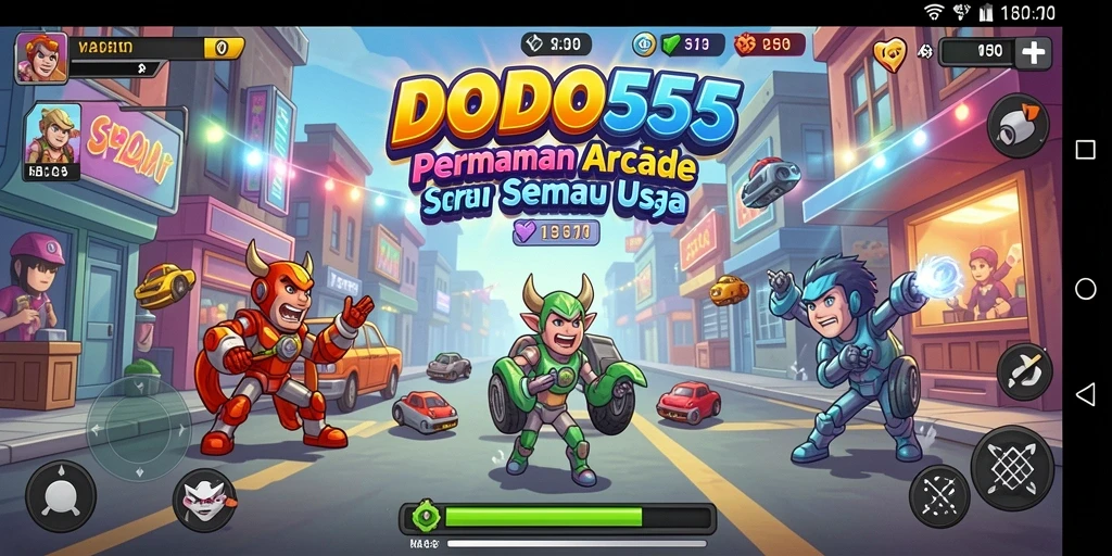 Tampilan gameplay DODO555 yang penuh aksi dan warna.