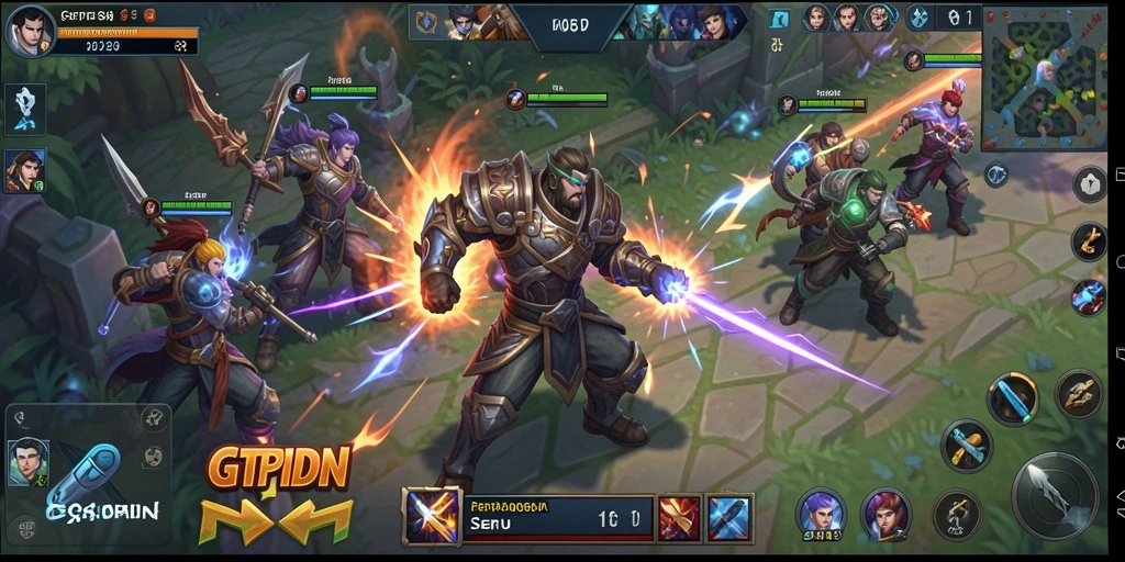 Screenshot gameplay GTPIDN dengan pertarungan seru antara dua tim.