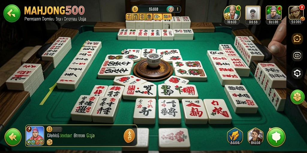 Tampilan menarik dari gameplay Domino di MAHJONG500 yang seru.