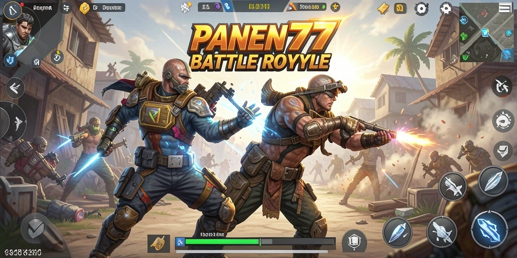 Screenshot gameplay PANEN77 yang menunjukkan intensitas Battle Royale.