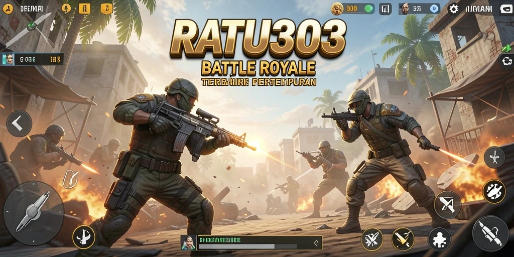 Screenshot utama RATU303 menampilkan aksi seru dalam gameplay Battle Royale.
