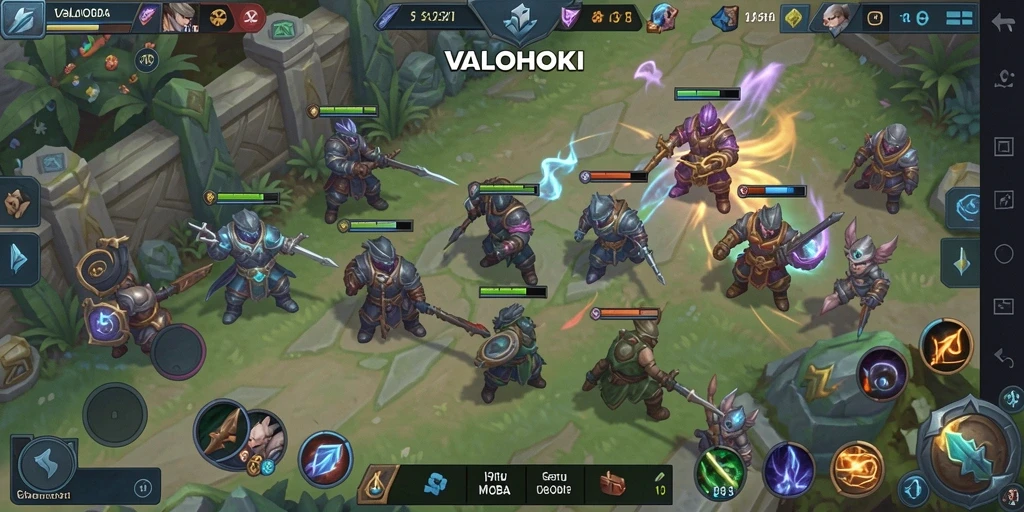 Tampilan gameplay seru VALOHOKI dengan aksi MOBA dinamis.