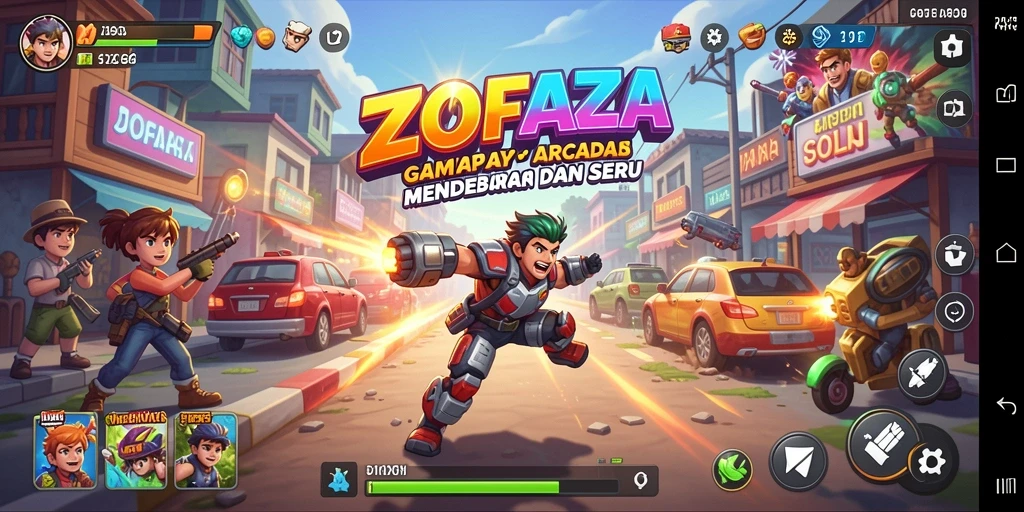 Screenshot gameplay ZOFAZA yang menunjukkan aksi seru dalam permainan Arcade.
